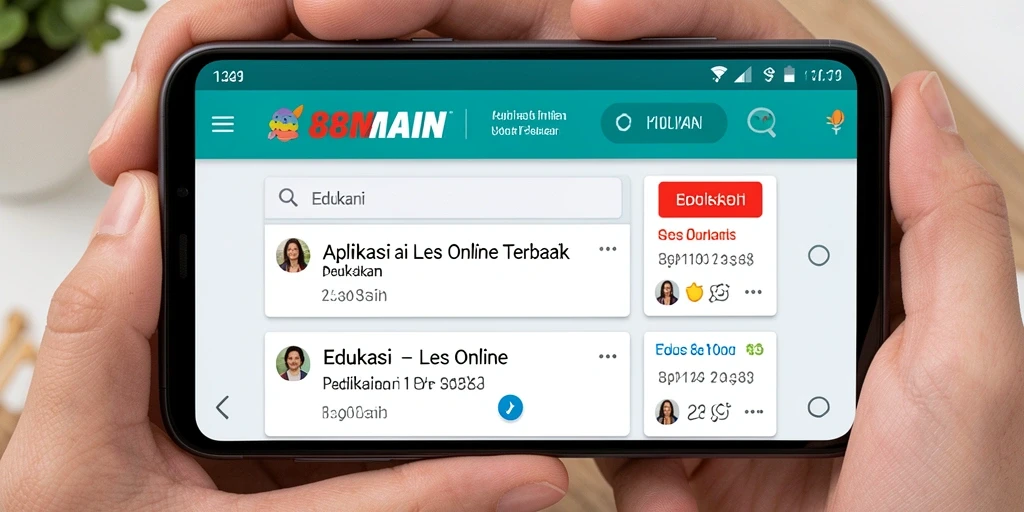 Tampilan antarmuka aplikasi Les Online 88MAIN yang interaktif dan ramah pengguna.