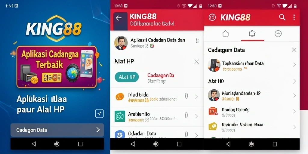 Screenshot utama KING88 menunjukkan antarmuka aplikasi cadangan data yang user-friendly.