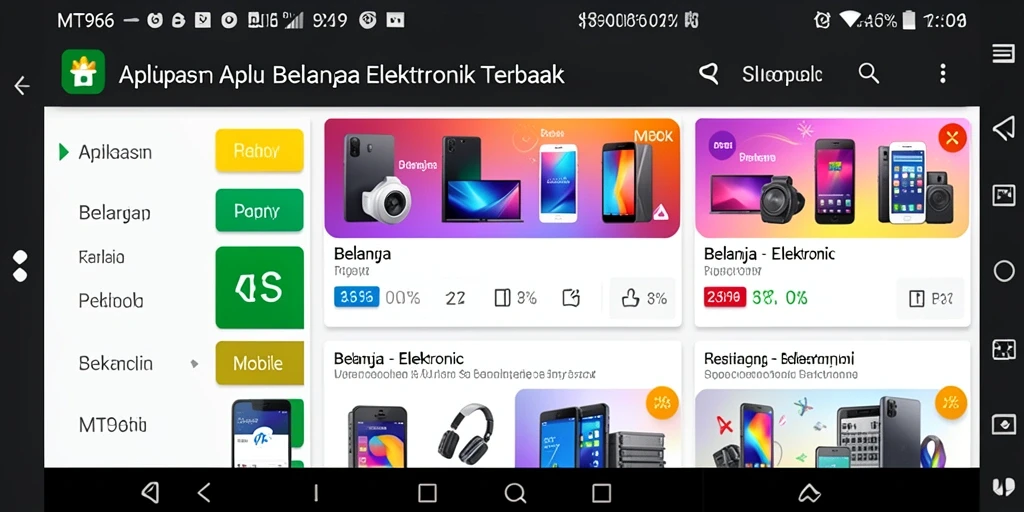 Tampilan antarmuka MT966 yang mudah digunakan untuk belanja elektronik.