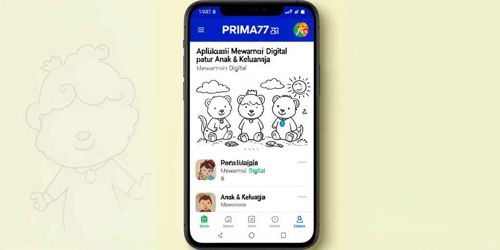 Tampilan antarmuka PRIMA77 yang ramah anak untuk mewarnai.