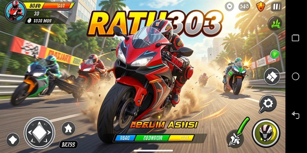 Tampilan antarmuka game Balap Motor yang menarik dan dinamis.