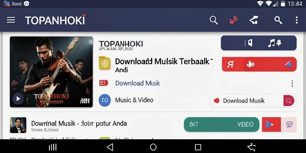 Antarmuka aplikasi TOPANHOKI untuk Download Musik yang menarik.