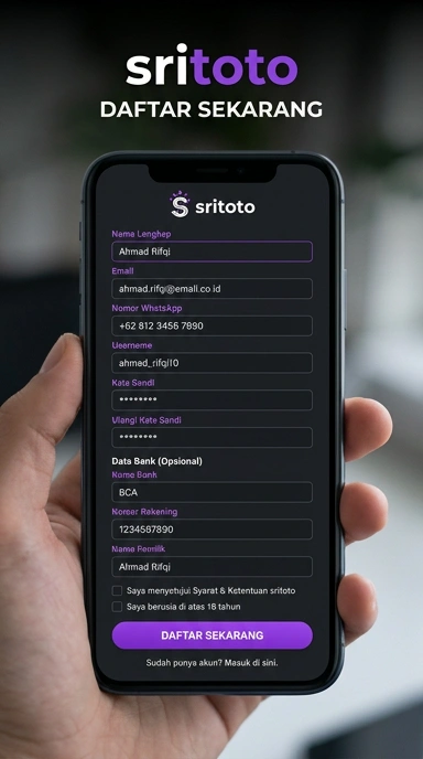 Bergabunglah dengan sritoto, buat akun baru sekarang!