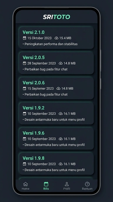 Riwayat Versi Aplikasi sritoto Terbaru untuk Android